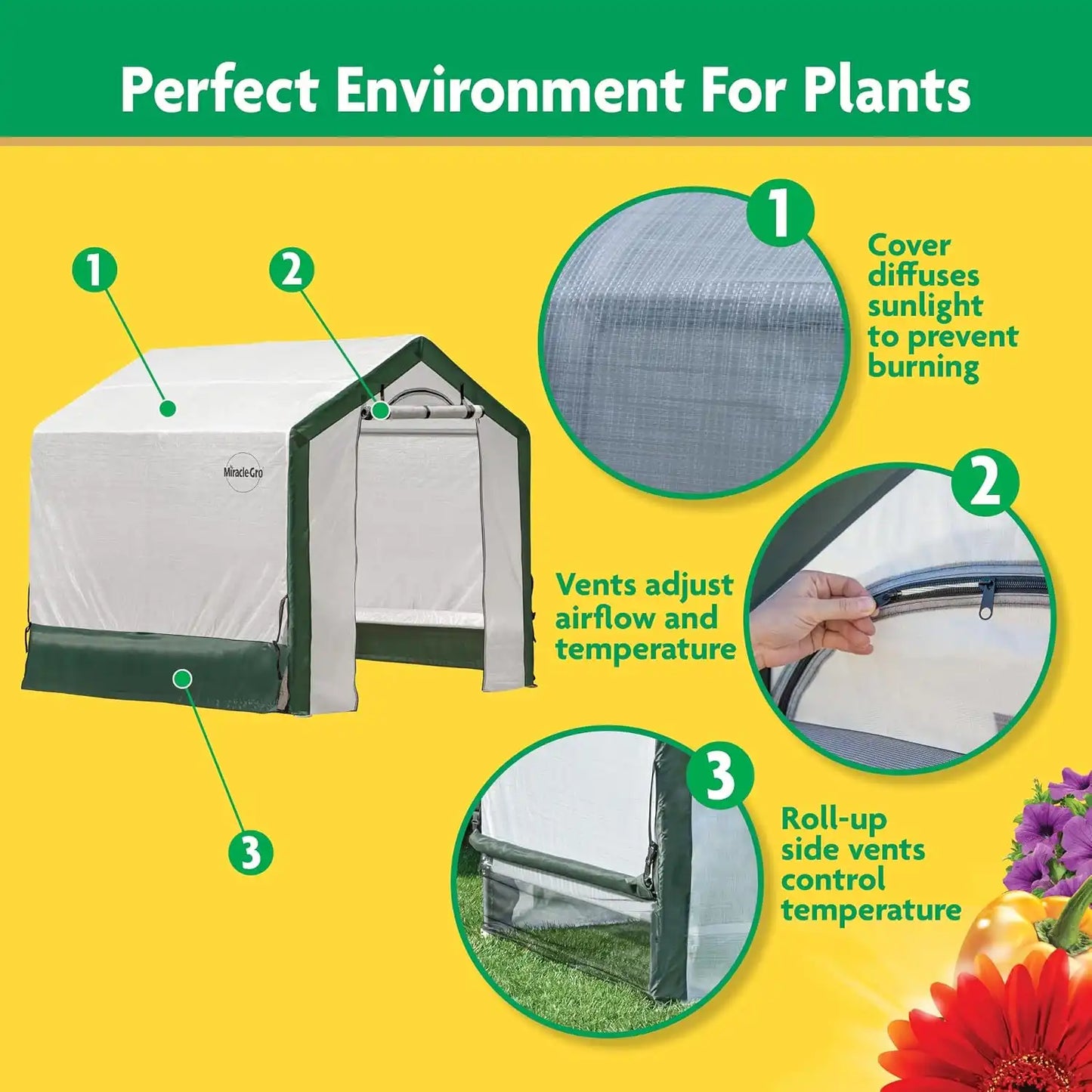Miracle-Gro Walk-in Outdoor Greenhouse, Clear, 6 x 6 x 6 ft