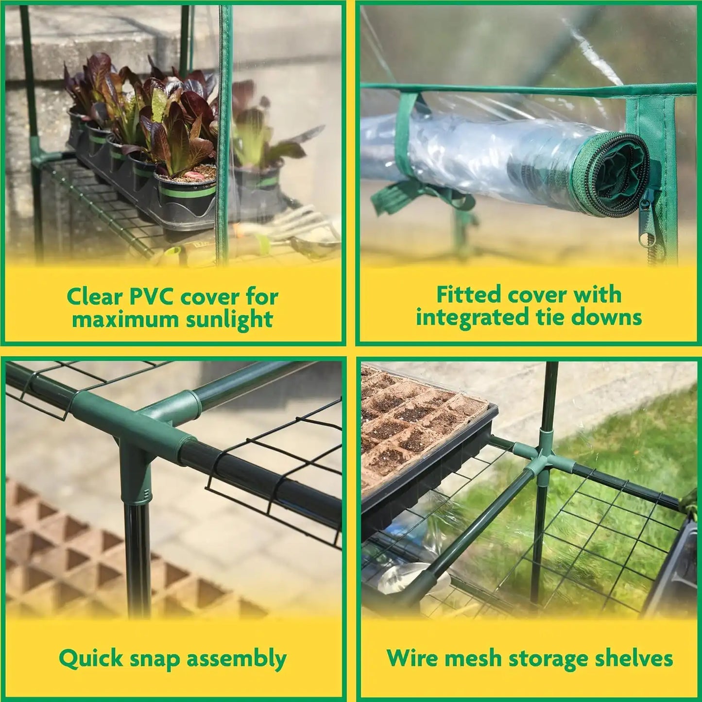 Miracle-Gro Walk-in Greenhouse, Removable Shelves, Clear, 4'8" Square