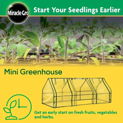 Miracle-Gro Greenhouse, Quick Snap Assembly, Clear, 3'x8'x3'