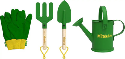 Red Toolbox Miracle-GRO 4 Piece Garden Toolset Kids Trowel Fork Gloves