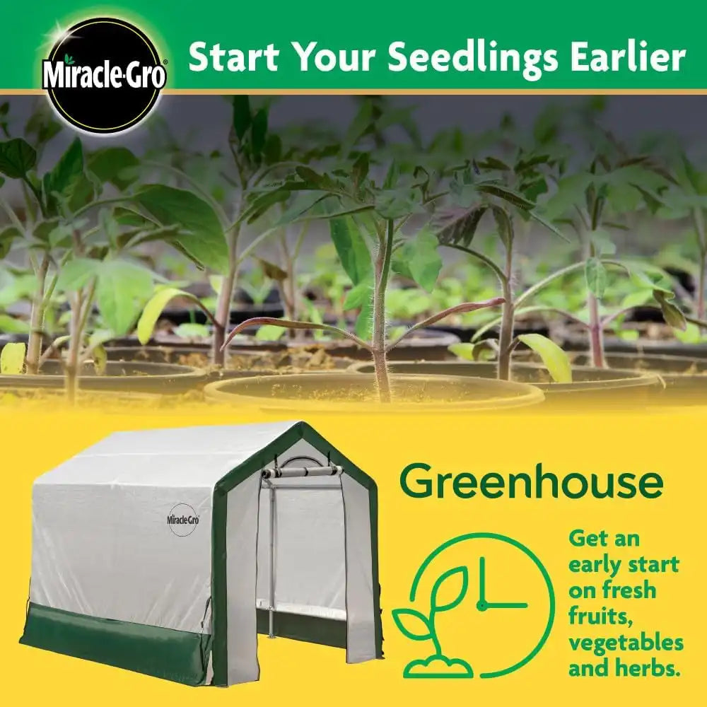 Miracle-Gro Walk-in Outdoor Greenhouse, Clear, 6 x 8 x 6 ft