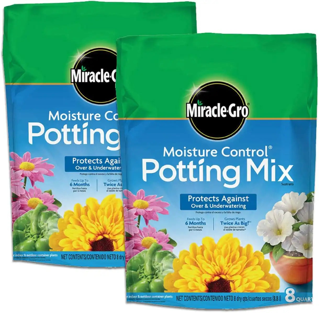Miracle-Gro Moisture Control Potting Mix, 8 qt. (2-Pack)