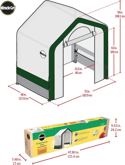 Miracle-Gro Walk-in Indoor/Outdoor Greenhouse, Clear, 6 x 4 x 6 ft