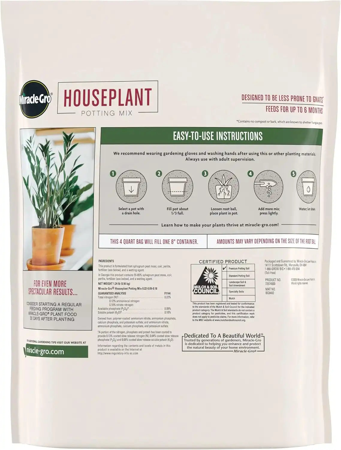 Miracle-Gro Houseplant Potting Mix, 4 qt.