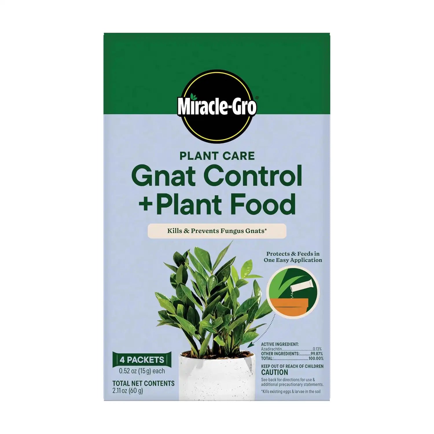 Miracle-Gro Plant Care Gnat Control + Plant Food, 4 Packets