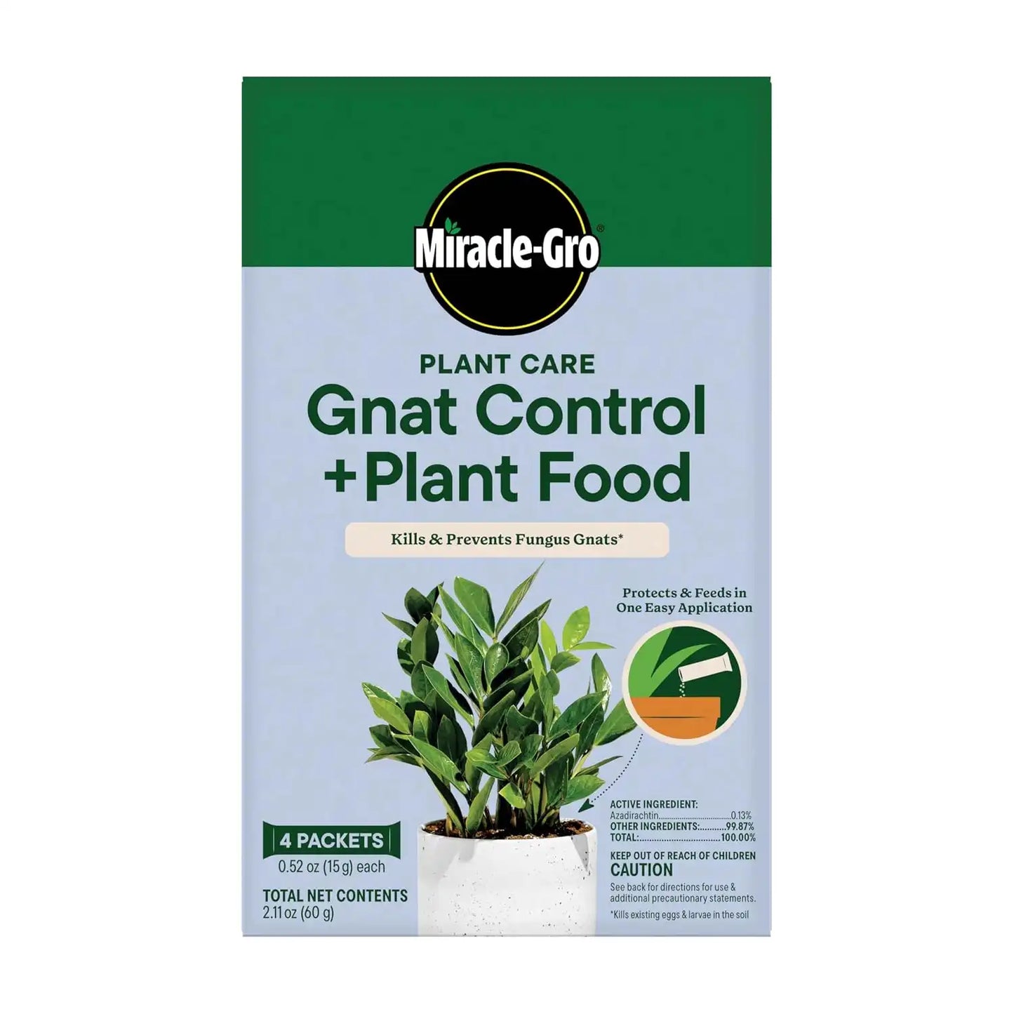 Miracle-Gro Plant Care Gnat Control + Plant Food, 4 Packets