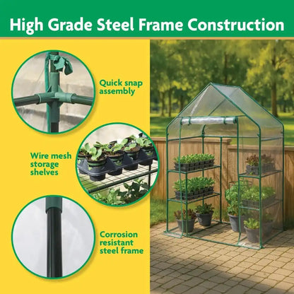 Miracle-Gro Walk-in Greenhouse, Removable Shelves, Clear, 4'8"x29"x6'5