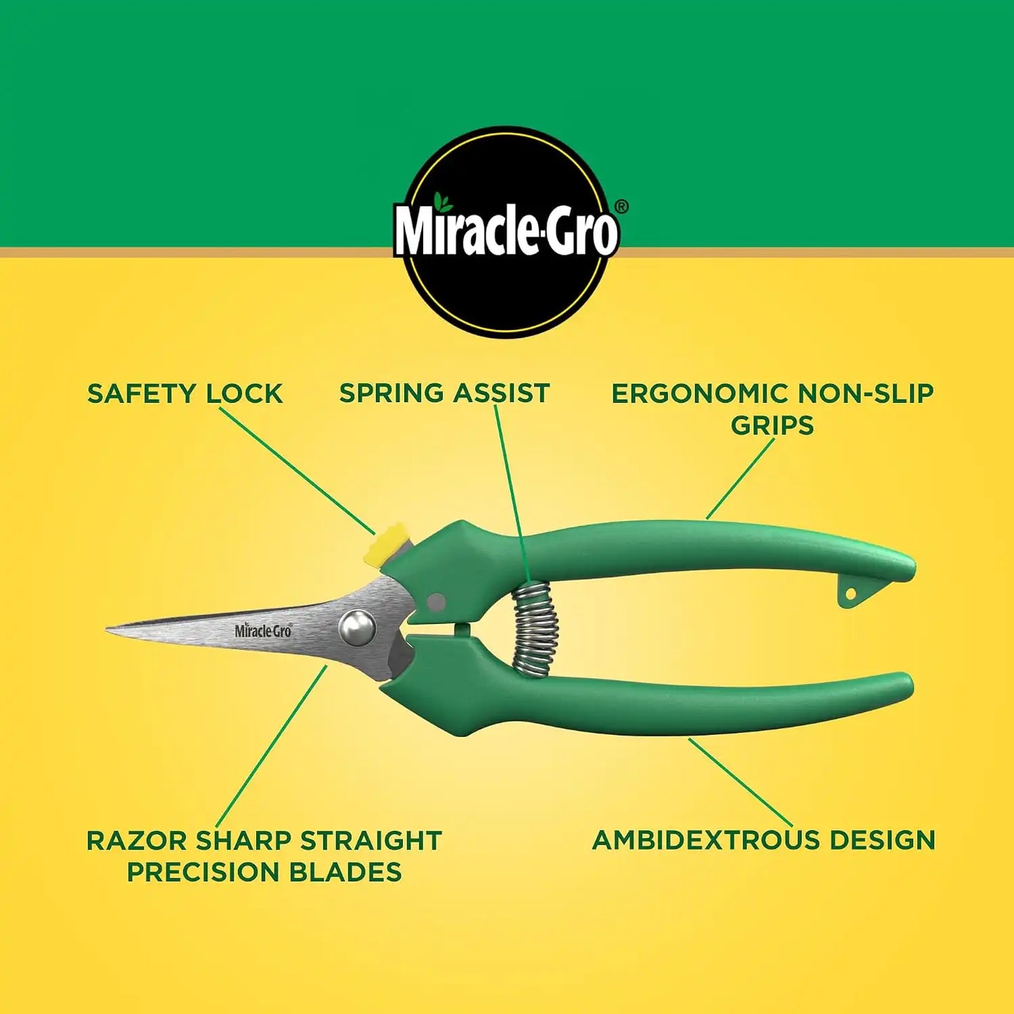 Miracle-Gro Straight Tip Floral Shears - Lightweight Gardening Scissors - Hand Pruner Pruning Shear for Flowers, Herbs, Roses and Indoor Plants