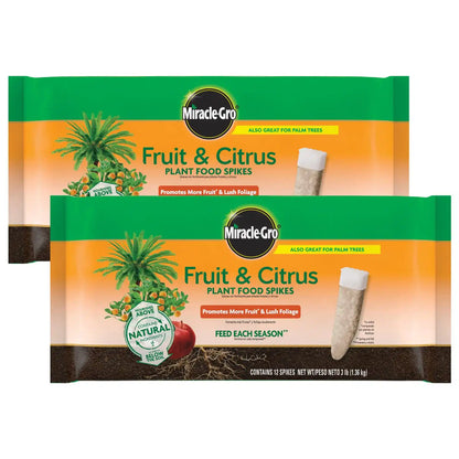 Miracle-Gro Fruit & Citrus Plant Food Spikes, 12 Spikes, 3 lb. (2-Pack)