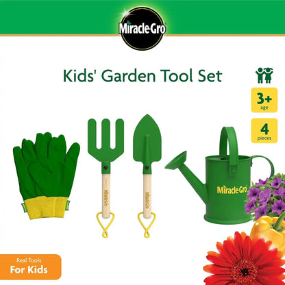 Red Toolbox Miracle-GRO 4 Piece Garden Toolset Kids Trowel Fork Gloves