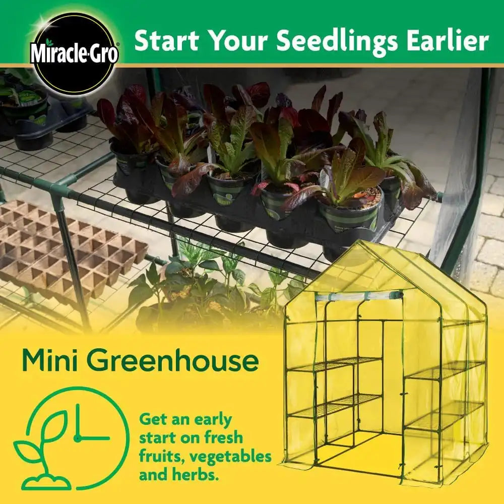 Miracle-Gro Walk-in Greenhouse, Removable Shelves, Clear, 4'8" Square