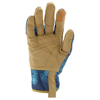 Miracle-Gro Women's High-Dexterity Gardening Work Gloves, Touchscreen Technologies, Abrasion Resistant, Comfort, Blue/Tan, Medium, (MG86207/WML)