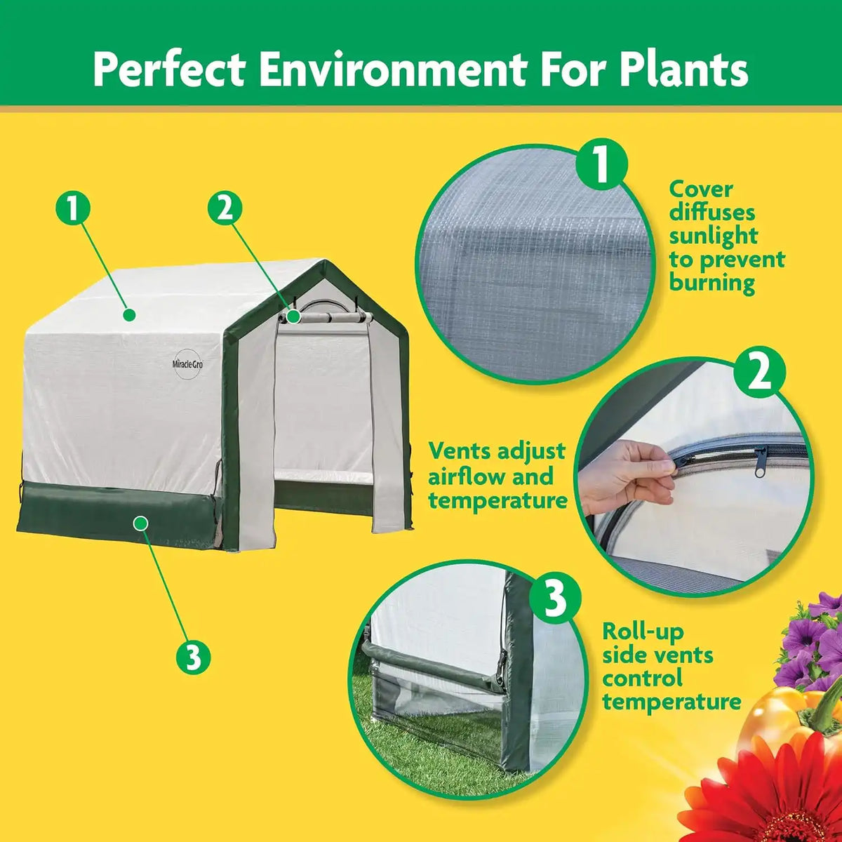 Miracle-Gro Walk-in Outdoor Greenhouse, Clear, 6 x 6 x 6 ft