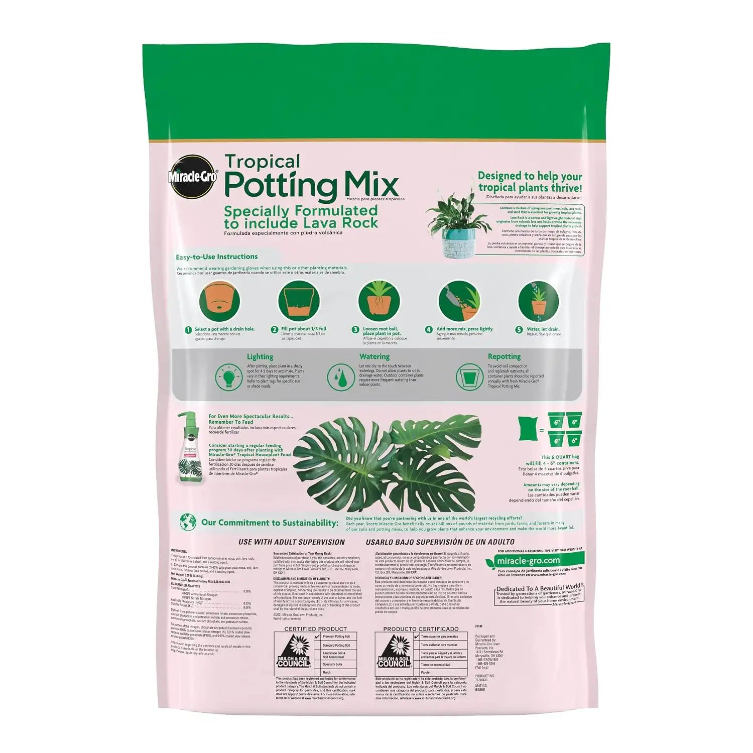 Miracle-Gro Tropical Potting Mix, 6 qt. (2-Pack)