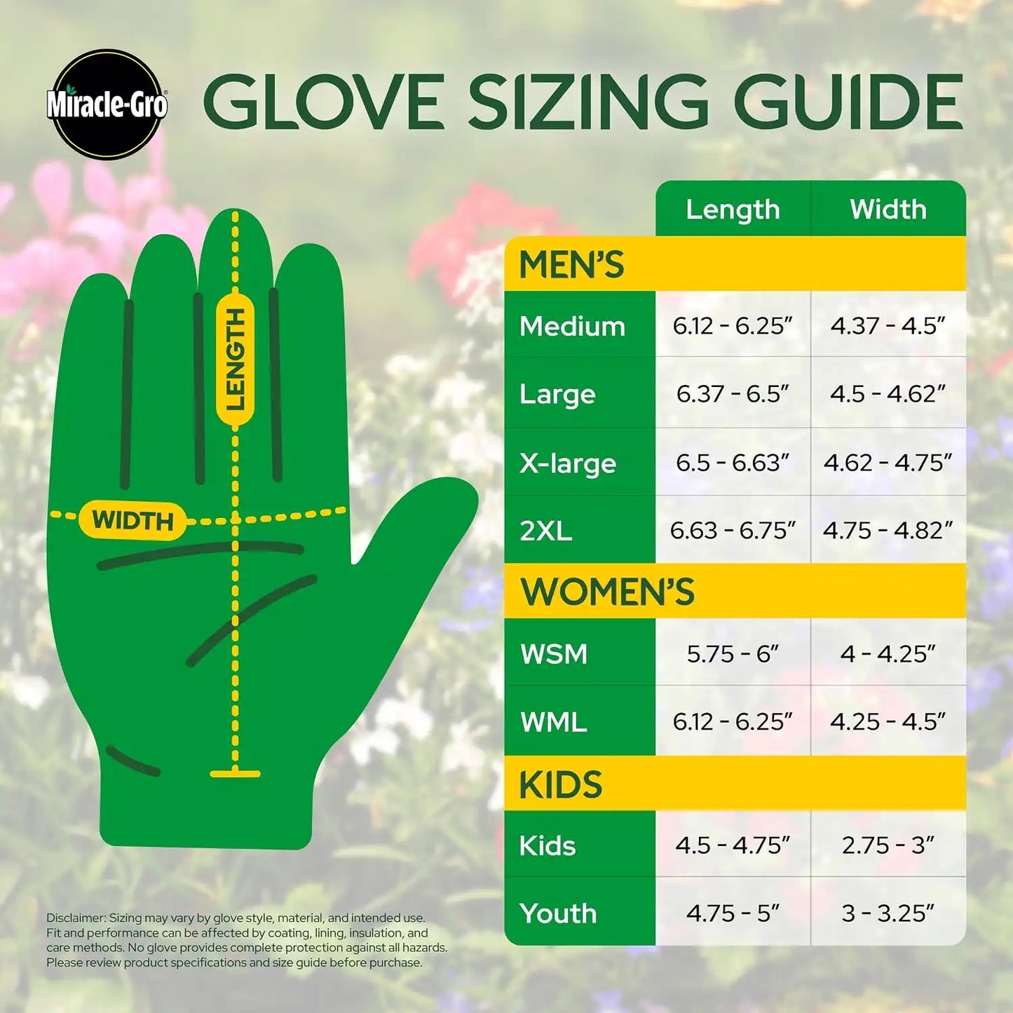 Miracle Gro Women's Nitrile Coated Grip Floral Pattern Gardening Work Gloves