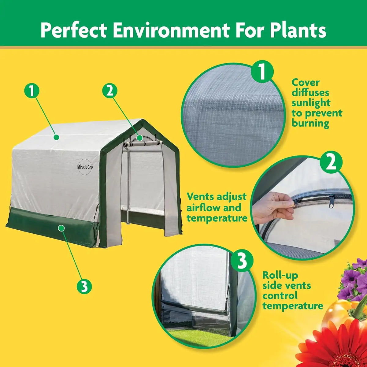 Miracle-Gro Walk-in Outdoor Greenhouse, Clear, 6 x 8 x 6 ft
