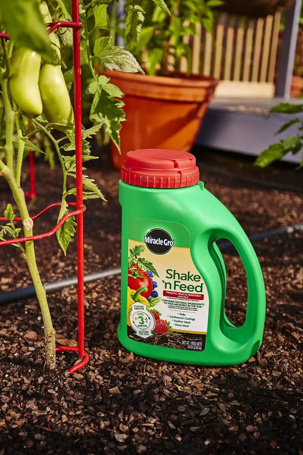 Miracle-Gro Shake 'n Feed Tomato, Fruit and Vegetable Plant Food, for Outdoor In-Ground and Potted Plants, Feeds up to 3 Months, 4.5 lbs. (Pack of 6)