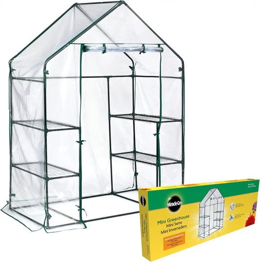 Miracle-Gro Walk-in Greenhouse, Removable Shelves, Clear, 4'8"x29"x6'5