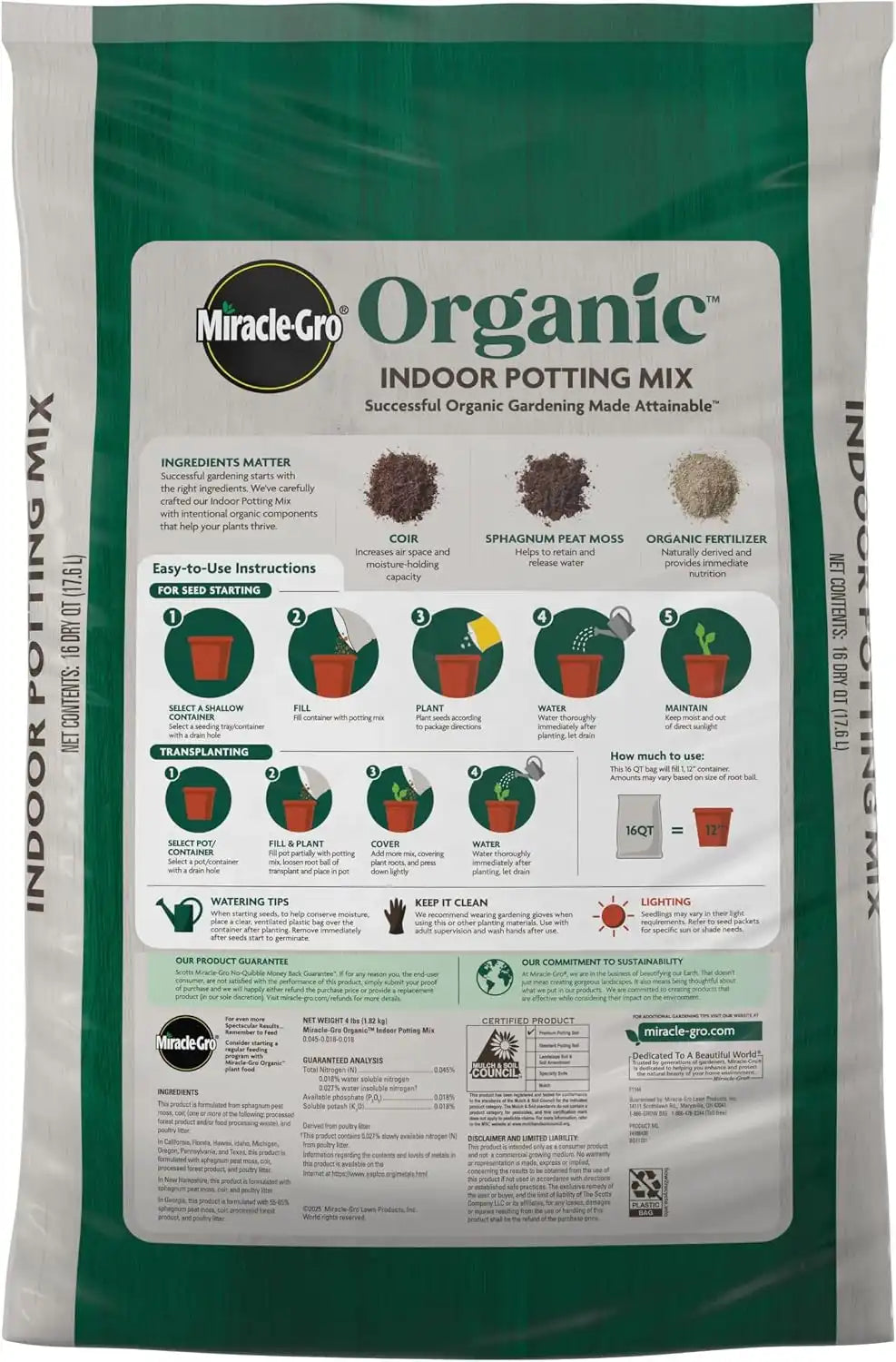Miracle-Gro Organic Indoor Potting Mix, 16 qt.