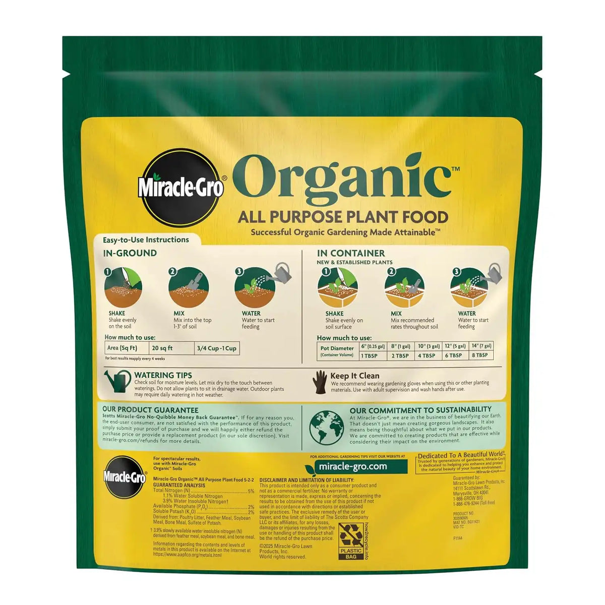 Miracle-Gro Organic All Purpose Plant Food, 3 lb. (2-Pack)