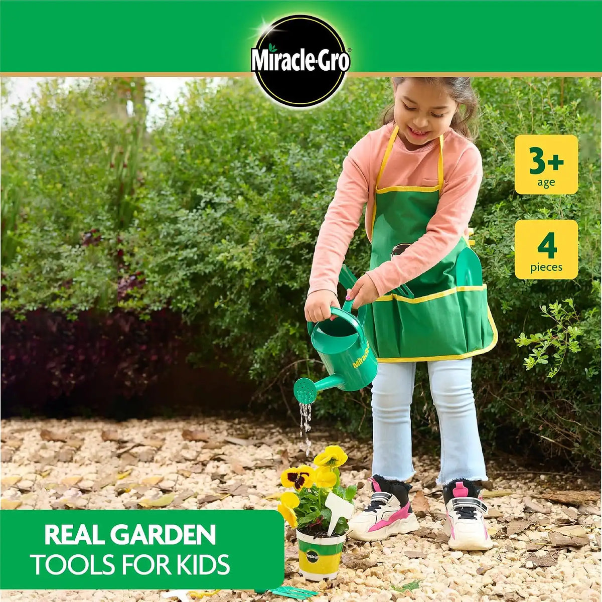 Red Toolbox Miracle-GRO 4 Piece Garden Toolset Kids Trowel Fork Gloves