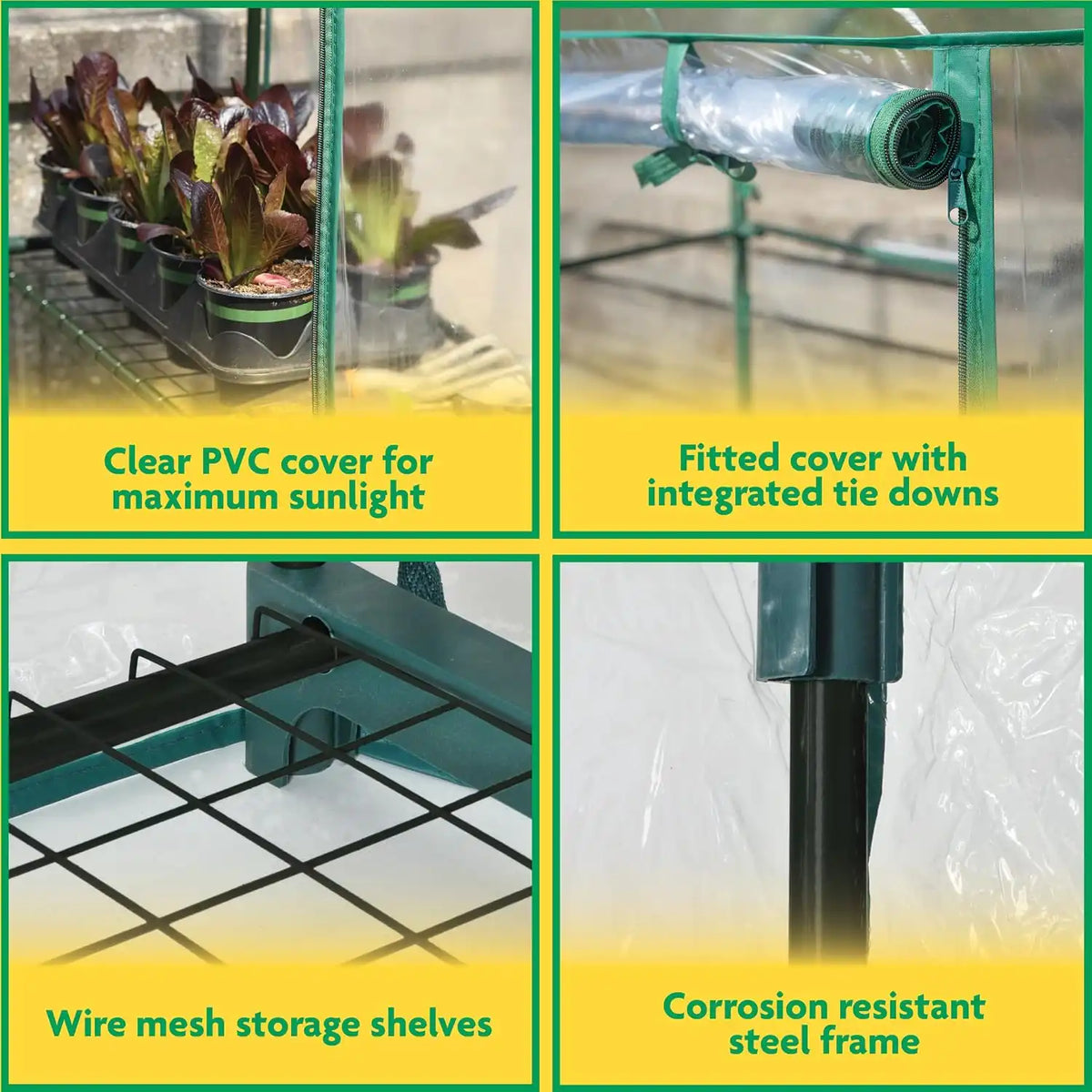 Miracle-Gro 4-Tier Greenhouse, Removable Shelves, Clear, 23"x17"x57"