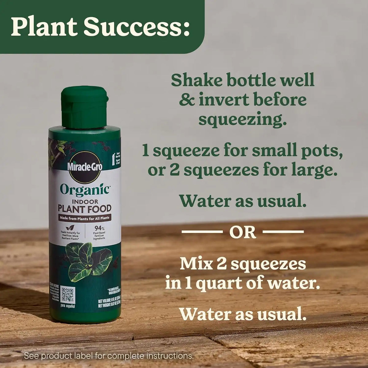 Miracle-Gro Organic Indoor Plant Food, 8 fl. oz. (2-Pack)