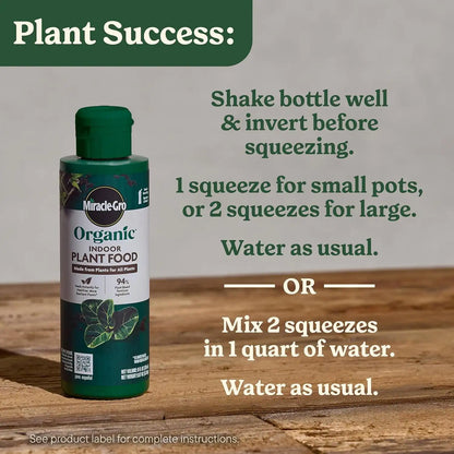 Miracle-Gro Organic Indoor Plant Food, 8 fl. oz. (2-Pack)