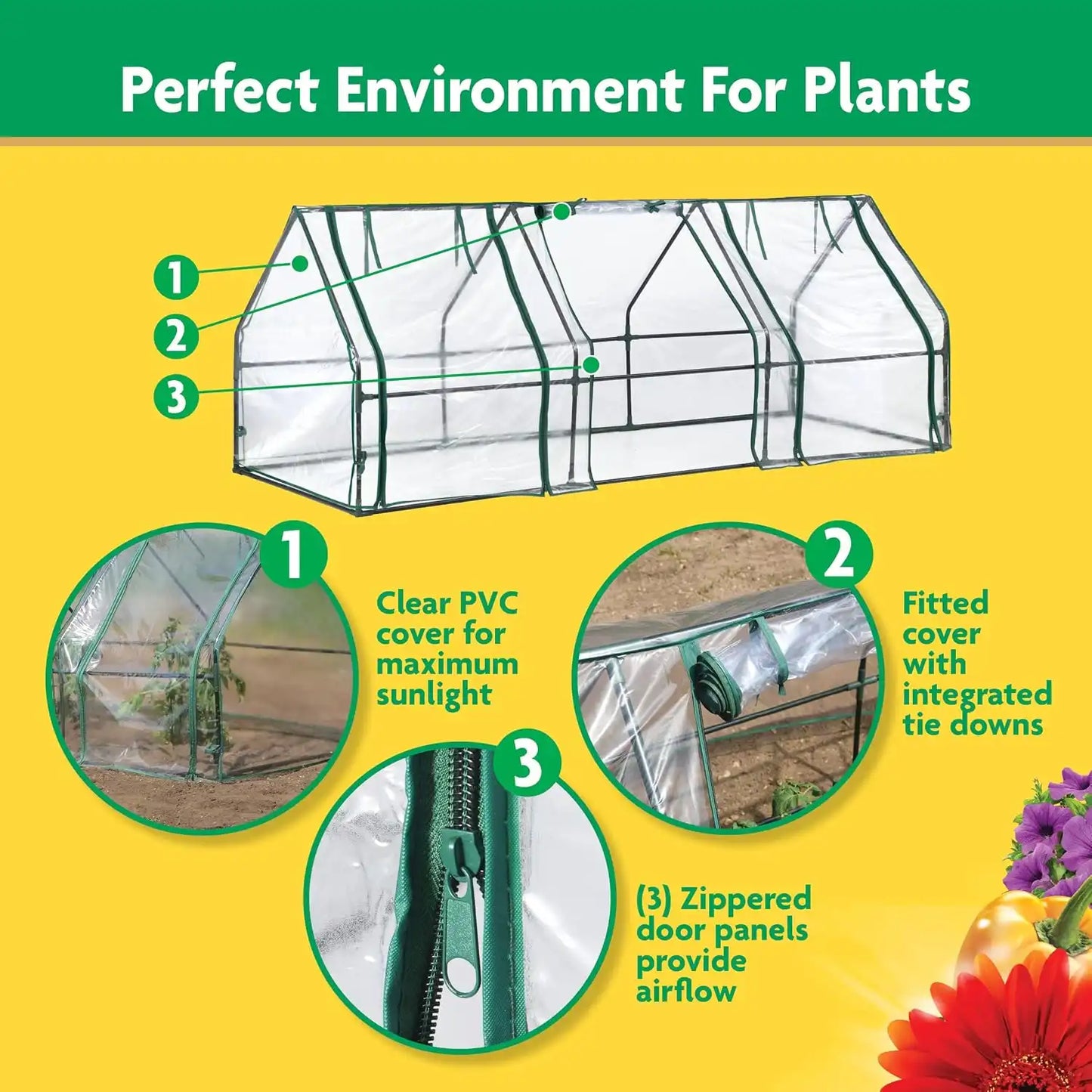 Miracle-Gro Greenhouse, Quick Snap Assembly, Clear, 3'x8'x3'