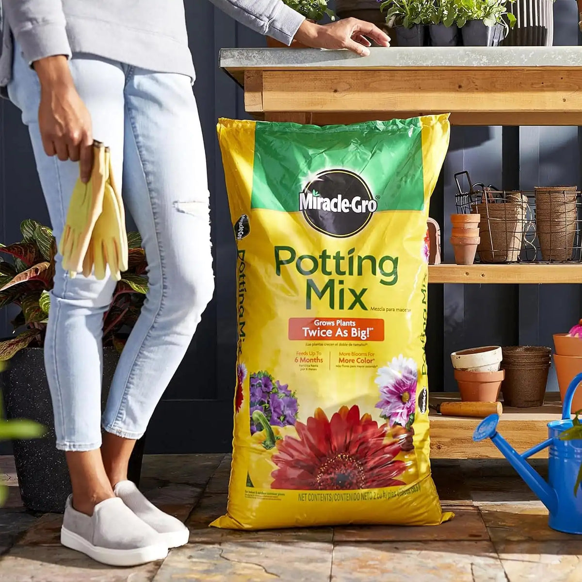 Miracle-Gro 2 Cu Ft Potting Mix and 24-Pack Indoor Plant Food Spikes