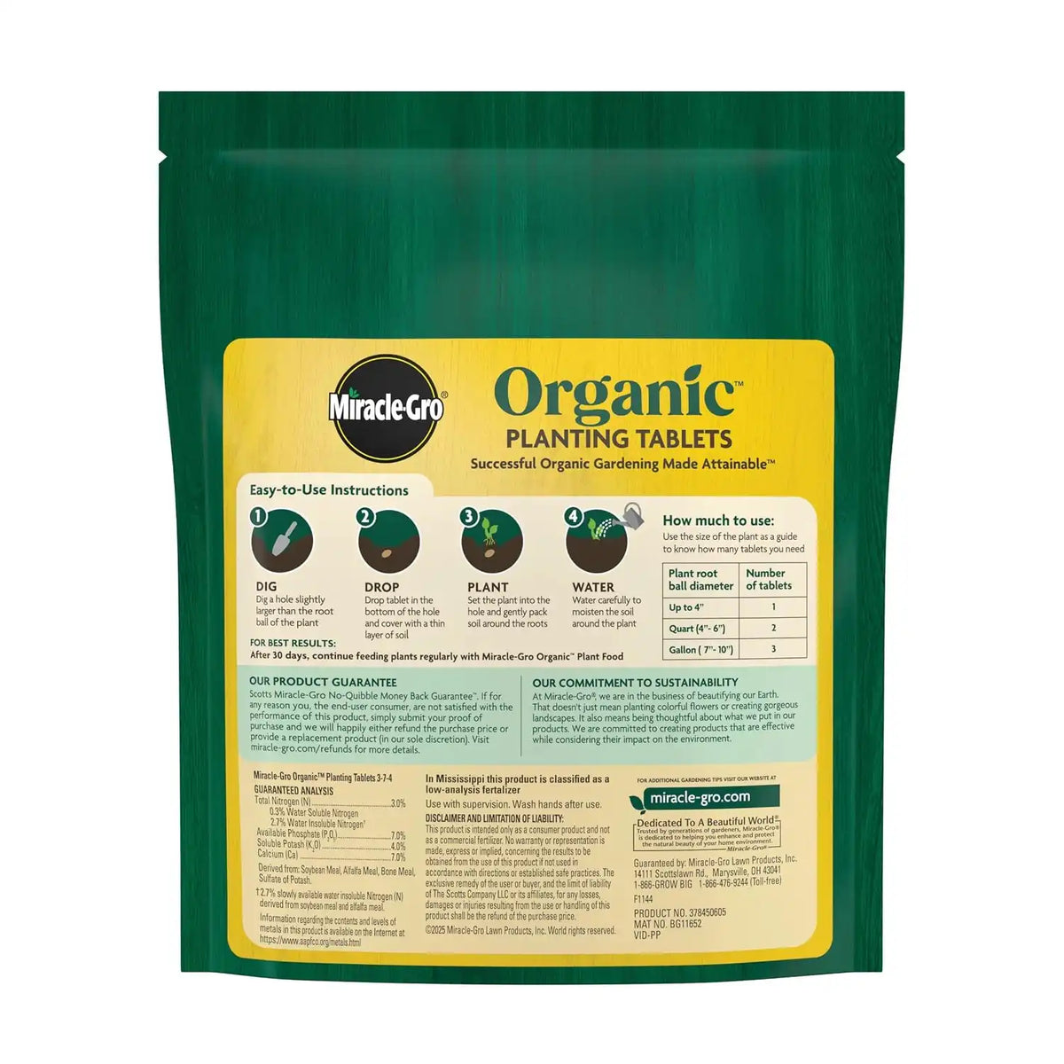 Miracle-Gro Organic Planting Tablets, 20 Tablets (Pack of 6)