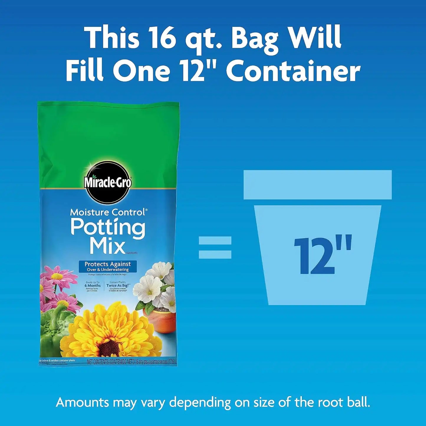 Miracle-Gro Moisture Control Potting Mix, 16 qt. (2-Pack)