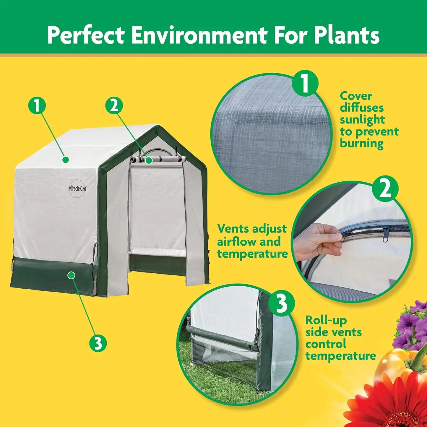Miracle-Gro Walk-in Indoor/Outdoor Greenhouse, Clear, 6 x 4 x 6 ft