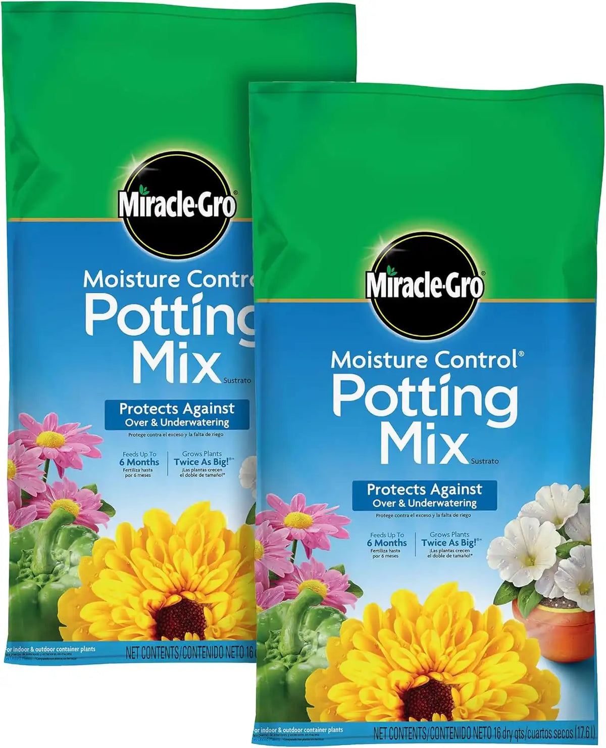 Miracle-Gro Moisture Control Potting Mix, 16 qt. (2-Pack)