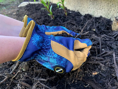Miracle-Gro Women's High-Dexterity Gardening Work Gloves, Touchscreen Technologies, Abrasion Resistant, Comfort, Blue/Tan, Medium, (MG86207/WML)