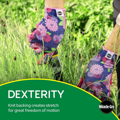 Miracle Gro Women's Nitrile Coated Grip Floral Pattern Gardening Work Gloves
