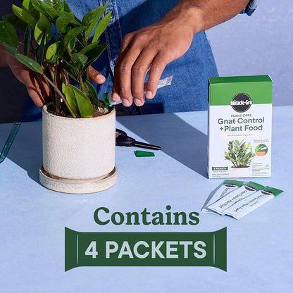 Miracle-Gro Plant Care Gnat Control + Plant Food, 4 Packets