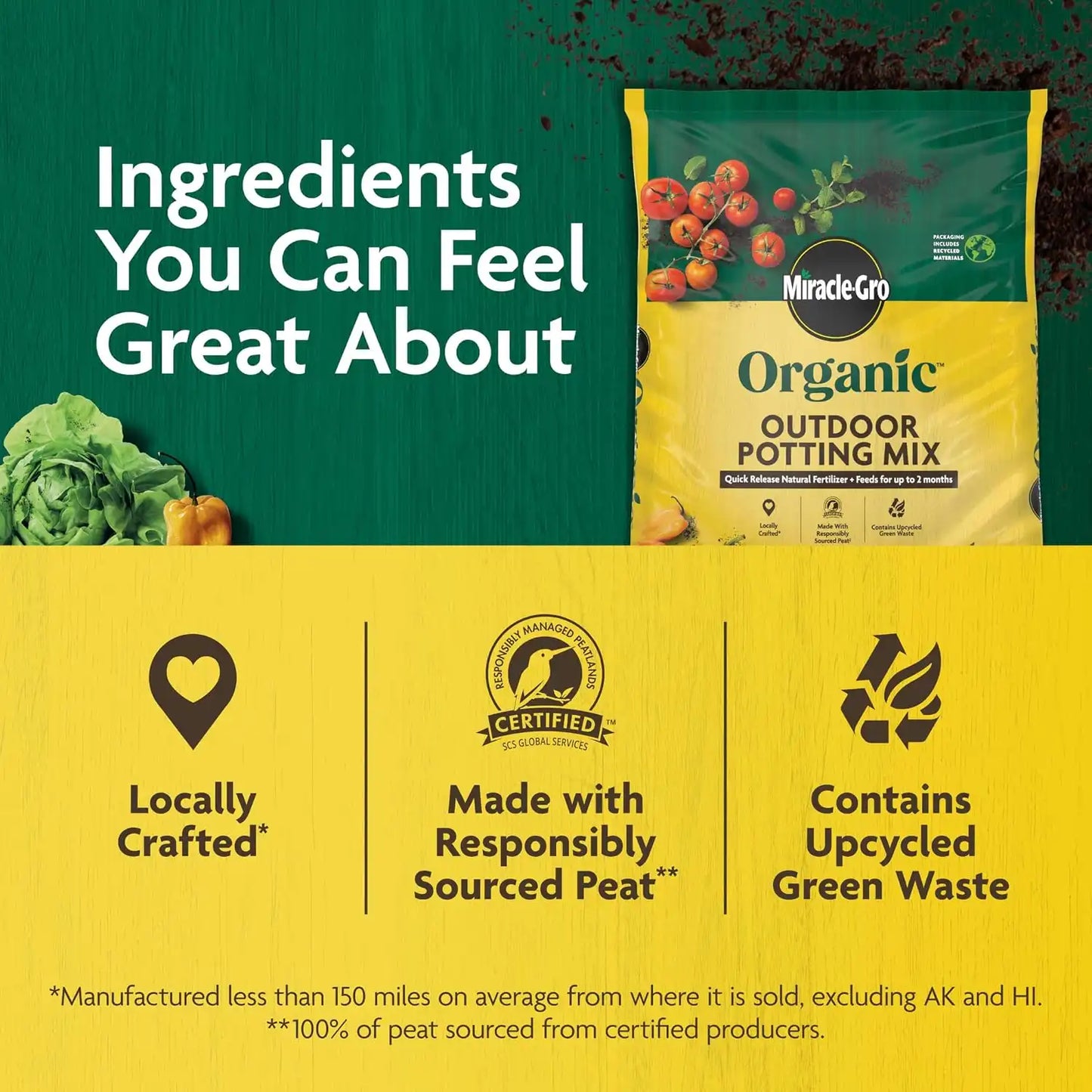 Miracle-Gro Organic Outdoor Potting Mix, 16 qt. (2-Pack)