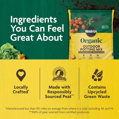 Miracle-Gro Organic Outdoor Potting Mix, 16 qt. (2-Pack)