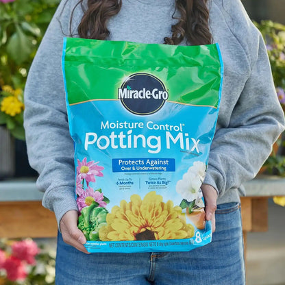Miracle-Gro Moisture Control Potting Mix - Plant Soil For Container Plants, Protects against Over- and Under-Watering, 8 qt. (3-Pack)