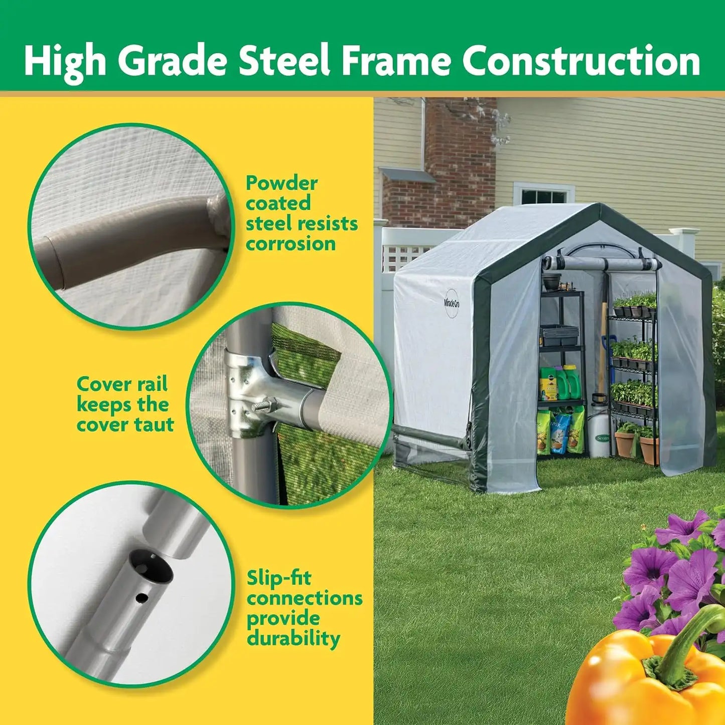 Miracle-Gro Walk-in Indoor/Outdoor Greenhouse, Clear, 6 x 4 x 6 ft