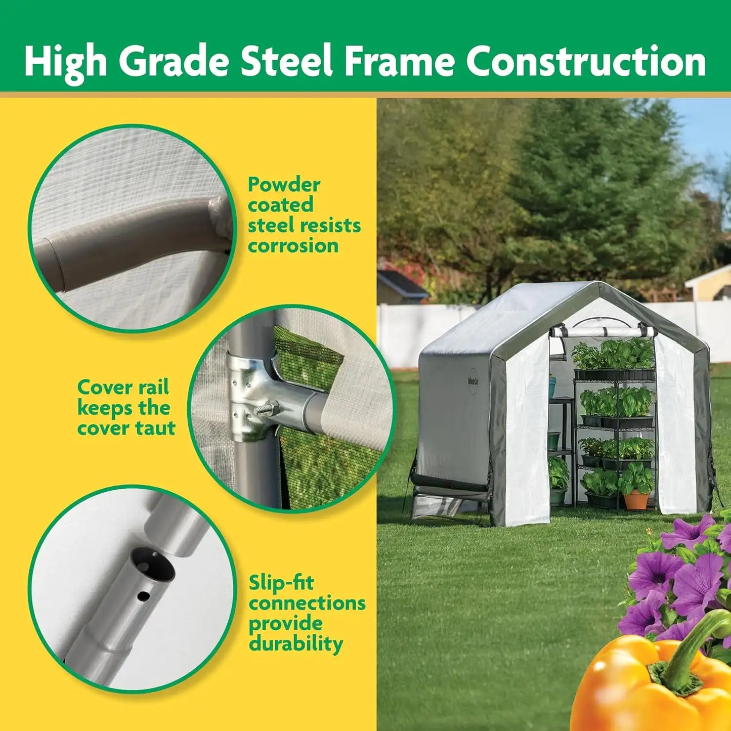 Miracle-Gro Walk-in Outdoor Greenhouse, Clear, 6 x 6 x 6 ft