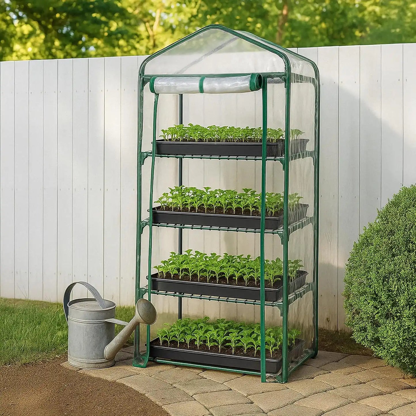 Miracle-Gro 4-Tier Greenhouse, Removable Shelves, Clear, 23"x17"x57"