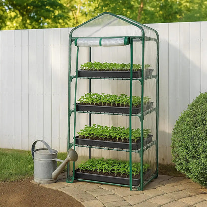 Miracle-Gro 4-Tier Greenhouse, Removable Shelves, Clear, 23"x17"x57"