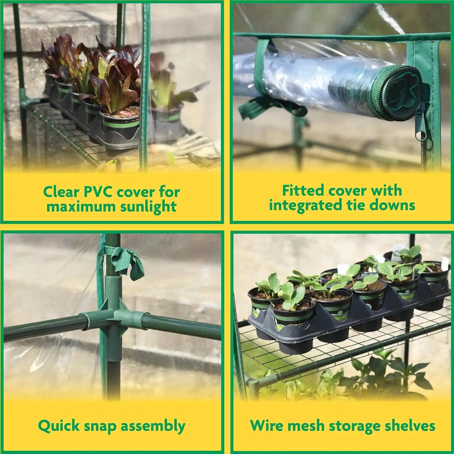 Miracle-Gro Walk-in Greenhouse, Removable Shelves, Clear, 4'8"x29"x6'5