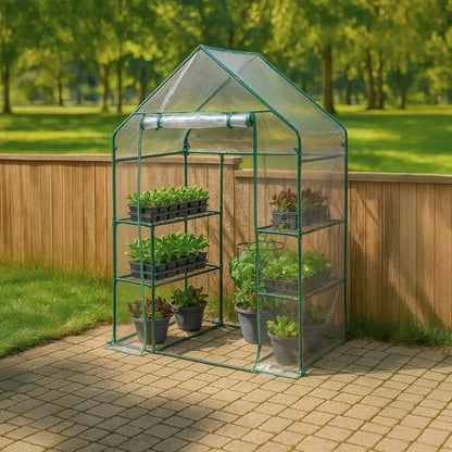 Miracle-Gro Walk-in Greenhouse, Removable Shelves, Clear, 4'8"x29"x6'5