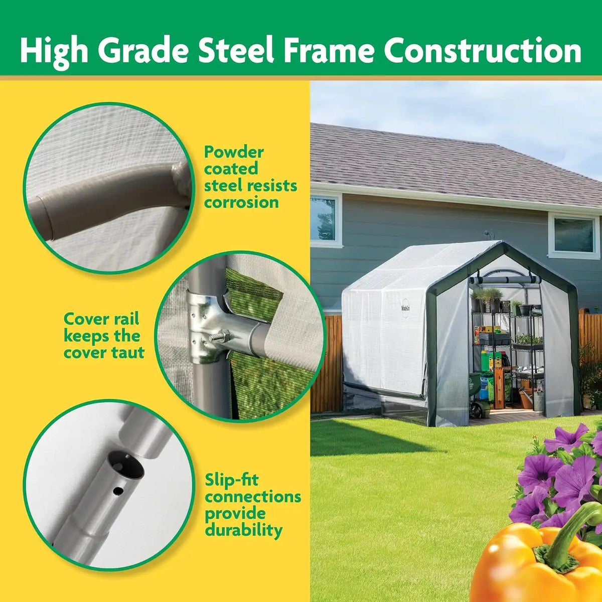 Miracle-Gro Walk-in Outdoor Greenhouse, Clear, 6 x 8 x 6 ft