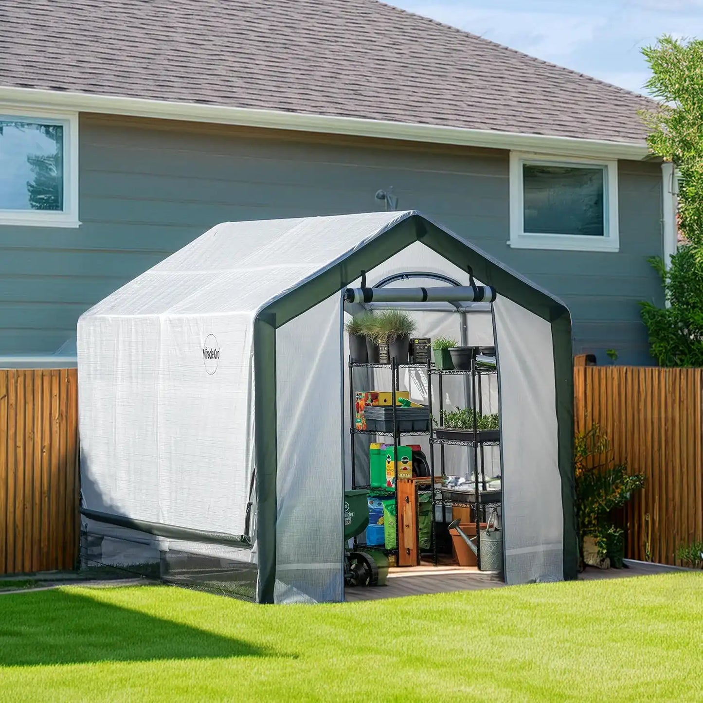 Miracle-Gro Walk-in Outdoor Greenhouse, Clear, 6 x 8 x 6 ft