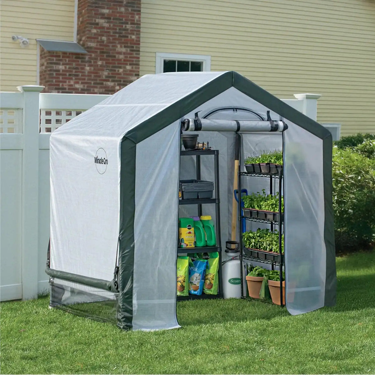 Miracle-Gro Walk-in Indoor/Outdoor Greenhouse, Clear, 6 x 4 x 6 ft